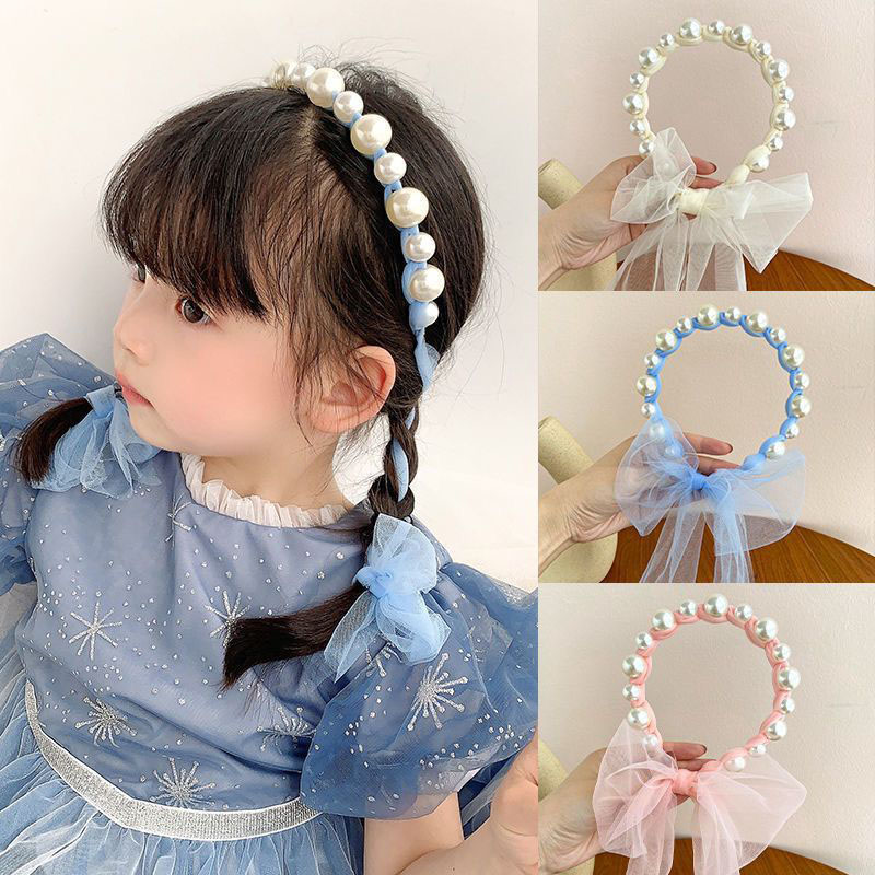 Hair Net Invisible - Bonito crianças pérola fita cabeça aros