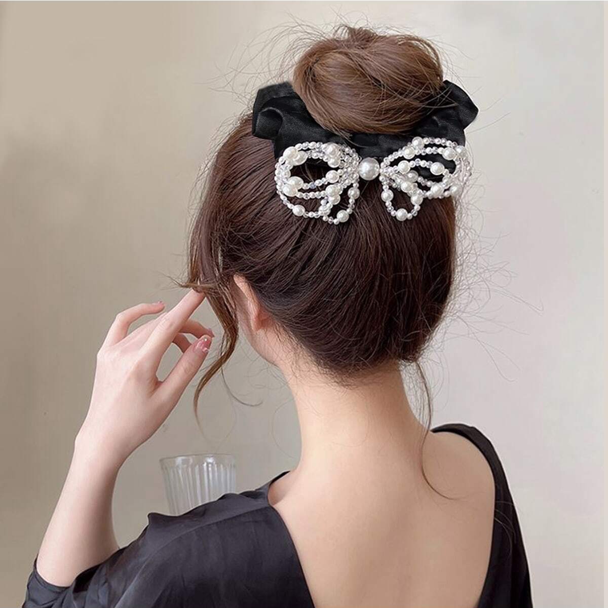 Hair Net Invisible - Laço de Cabelo Grande com Pérolas